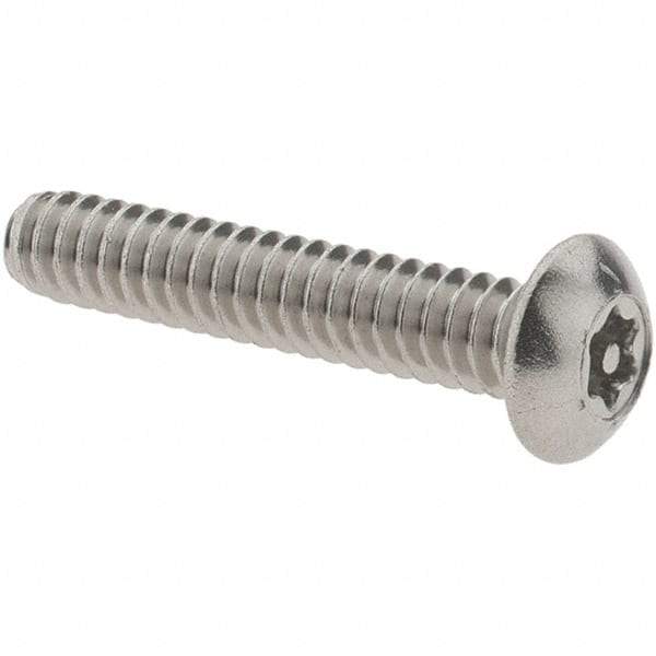 Value Collection - #6-32 UNC Pin In Torx Drive, Button Screw - Grade 18-8 Stainless Steel, Uncoated, 3/4" Length Under Head - Eagle Tool & Supply
