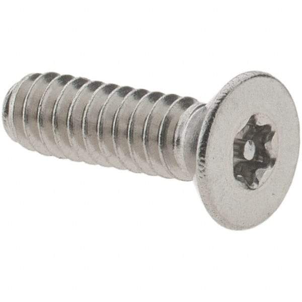 Value Collection - #6-32 UNC Pin In Torx Drive, Flat Screw - Grade 18-8 Stainless Steel, Uncoated, 1/2" OAL - Eagle Tool & Supply