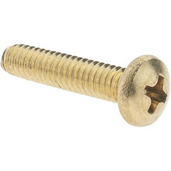 Value Collection - #8-32 UNC, 3/4" Length Under Head Phillips Drive Machine Screw - Pan Head, Brass, Without Washer - Eagle Tool & Supply