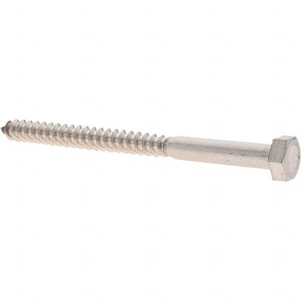 Made in USA - 5/16 Screw, 4" Length Under Head, Stainless Steel, Hex Head Lag Screw - Uncoated, Grade 18-8 - Eagle Tool & Supply