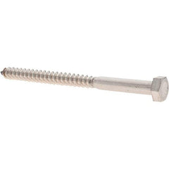 Made in USA - 5/16 Screw, 4" Length Under Head, Stainless Steel, Hex Head Lag Screw - Uncoated, Grade 18-8 - Eagle Tool & Supply