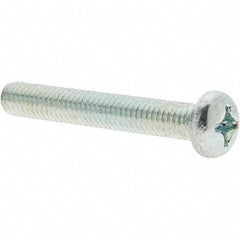 Value Collection - M6x1.00, 40mm Length Under Head Phillips Drive Machine Screw - Pan Head, Grade 4.8 Steel, Zinc-Plated Finish, Without Washer - Eagle Tool & Supply