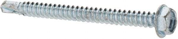 Value Collection - #8, Hex Washer Head, Hex Drive, 2" Length Under Head, #3 Point, Self Drilling Screw - Steel, Zinc-Plated Finish - Eagle Tool & Supply