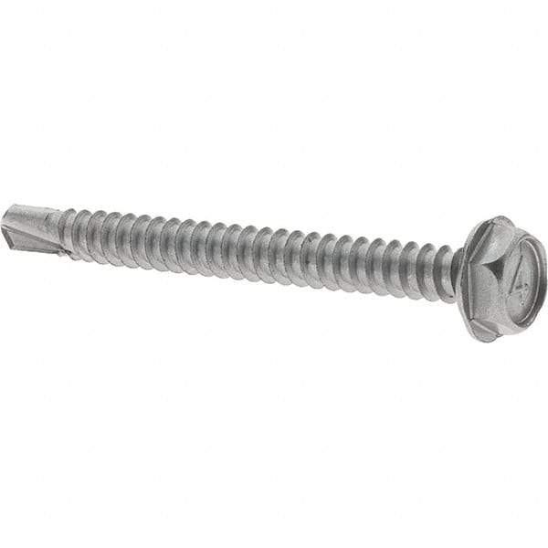 Value Collection - #10, Hex Washer Head, Hex Drive, 2" Length Under Head, #2 Point, Self Drilling Screw - Grade 410 Stainless Steel - Eagle Tool & Supply