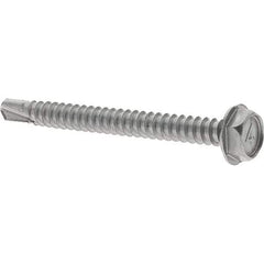 Value Collection - #10, Hex Washer Head, Hex Drive, 2" Length Under Head, #2 Point, Self Drilling Screw - Grade 410 Stainless Steel - Eagle Tool & Supply