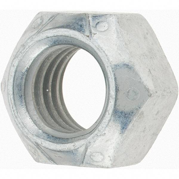 Value Collection - 1/2-13 UNC Grade C Hex Lock Nut with Distorted Thread - Zinc-Plated with Wax Finish - Eagle Tool & Supply