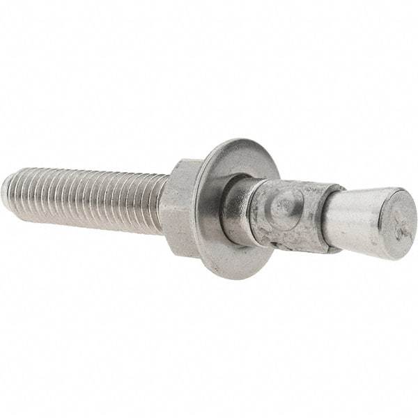 Value Collection - 1/2" Diam, 1/2" Drill, 3-3/4" OAL, 1-5/8" Min Embedment Wedge Expansion Concrete Anchor - 304 Stainless Steel, Hex Nut Head, Hex Drive, 2-3/8" Thread Length - Eagle Tool & Supply