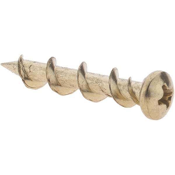 Value Collection - 1/4", 1-1/4" Length Under Head, Phillips Drive Pan Head, Steel Drywall Screws - Brass Finish, Grade 1018 - Eagle Tool & Supply