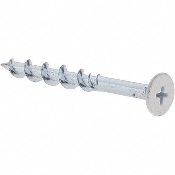 Value Collection - 1/4", 2-1/4" Length Under Head, Phillips Drive Wafer Head, Steel Drywall Screws - White Finish, Grade 1018 - Eagle Tool & Supply