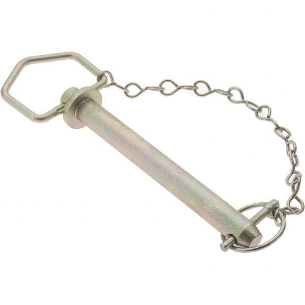 Value Collection - 3/4" Pin Diam, 7" Long, Zinc Plated Steel Hitch Pin - 6-1/4" Usable Length - Eagle Tool & Supply
