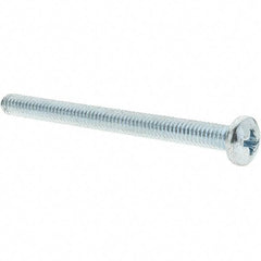 Value Collection - #8-32 UNC, 2" Length Under Head Phillips Drive Machine Screw - Pan Head, Grade 2 Steel, Zinc-Plated Finish, Without Washer - Eagle Tool & Supply