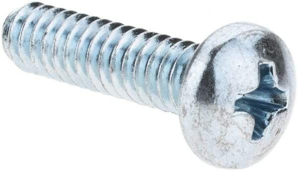Value Collection - #10-24 UNC, 3/4" Length Under Head Phillips Drive Machine Screw - Pan Head, Grade 2 Steel, Zinc-Plated Finish, Without Washer - Eagle Tool & Supply