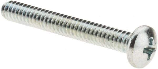 Value Collection - #10-24 UNC, 1-1/2" Length Under Head Phillips Drive Machine Screw - Pan Head, Grade 2 Steel, Zinc-Plated Finish, Without Washer - Eagle Tool & Supply