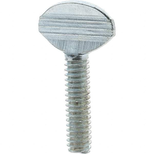 Value Collection - 1/4-20 Oval Shoulderless Grade 2 Steel Thumb Screw - 1" OAL, Zinc-Plated Finish - Eagle Tool & Supply