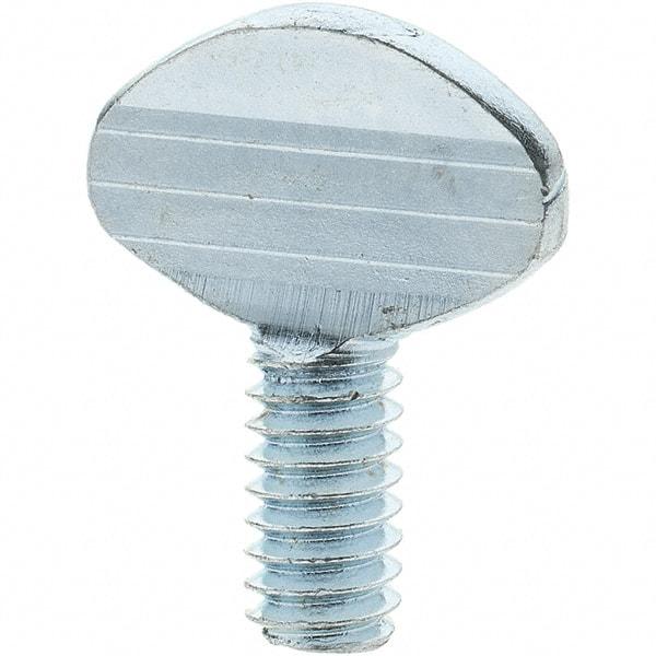 Value Collection - 1/4-20 Oval Shoulderless Grade 2 Steel Thumb Screw - 1/2" OAL, Zinc-Plated Finish - Eagle Tool & Supply
