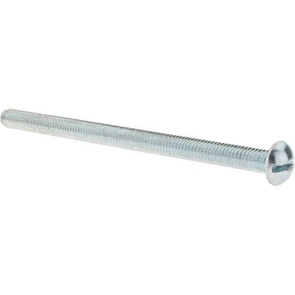 Value Collection - 3/8-16 UNC, 6" Length Under Head Slotted Drive Machine Screw - Round Head, Alloy Steel, Zinc-Plated Finish, Without Washer - Eagle Tool & Supply