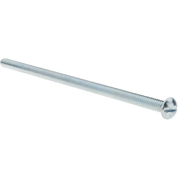 Value Collection - 1/4-20 UNC, 6" Length Under Head Slotted Drive Machine Screw - Round Head, Grade 2 Alloy Steel, Zinc-Plated Finish, Without Washer - Eagle Tool & Supply