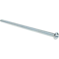 Value Collection - 1/4-20 UNC, 6" Length Under Head Slotted Drive Machine Screw - Round Head, Grade 2 Alloy Steel, Zinc-Plated Finish, Without Washer - Eagle Tool & Supply