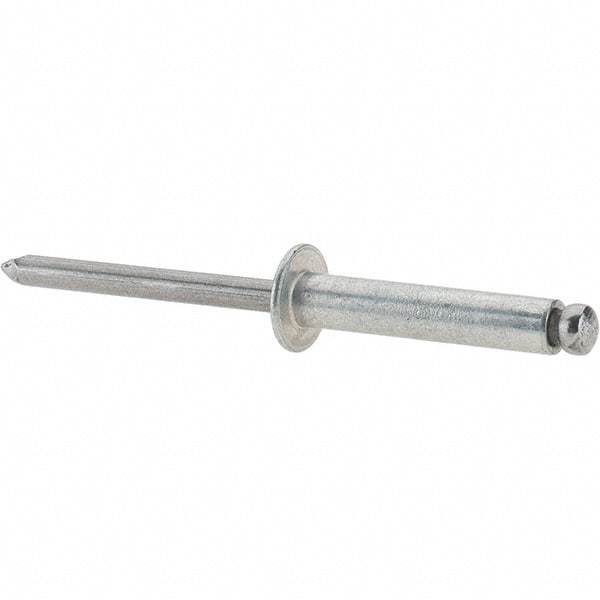 Value Collection - Size 612 Dome Head Steel Open End Blind Rivet - Steel Mandrel, 0.626" to 3/4" Grip, 3/8" Head Diam, 0.192" to 0.196" Hole Diam, 0.95" Length Under Head, 3/16" Body Diam - Eagle Tool & Supply