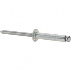 Value Collection - Size 612 Dome Head Steel Open End Blind Rivet - Steel Mandrel, 0.626" to 3/4" Grip, 3/8" Head Diam, 0.192" to 0.196" Hole Diam, 0.95" Length Under Head, 3/16" Body Diam - Eagle Tool & Supply