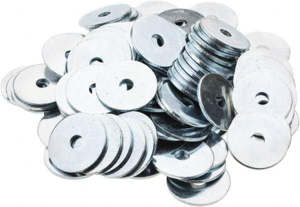 Value Collection - 1/4" Screw, Steel Fender Flat Washer - 9/32" ID x 1-1/8" OD, 1/16" Thick, Zinc-Plated Finish - Eagle Tool & Supply
