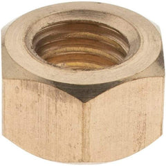 Value Collection - 3/8-16 UNC Brass Right Hand Hex Nut - 9/16" Across Flats, 21/64" High - Eagle Tool & Supply