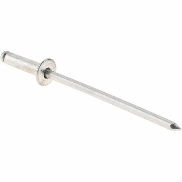 Value Collection - Size 34 Dome Head Aluminum Open End Blind Rivet - Aluminum Mandrel, 0.126" to 1/4" Grip, 0.188" Head Diam, 0.097" to 0.1" Hole Diam, 3/8" Length Under Head, 3/32" Body Diam - Eagle Tool & Supply