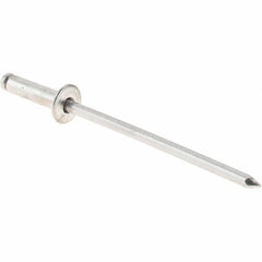 Value Collection - Size 34 Dome Head Aluminum Open End Blind Rivet - Aluminum Mandrel, 0.126" to 1/4" Grip, 0.188" Head Diam, 0.097" to 0.1" Hole Diam, 3/8" Length Under Head, 3/32" Body Diam - Eagle Tool & Supply