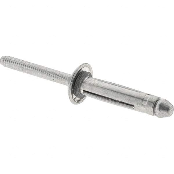 RivetKing - Aluminum Open End Blind Rivet - Aluminum Mandrel, 1/8" to 3/8" Grip, 1/4" Head Diam, 1-1/64" Length Under Head, 1/4" Body Diam - Eagle Tool & Supply