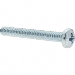 Value Collection - 1/4-20 UNC, 2" Length Under Head Phillips Drive Machine Screw - Pan Head, Grade 2 Steel, Zinc-Plated Finish, Without Washer - Eagle Tool & Supply