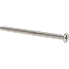 Value Collection - #10-24 UNC, 3" OAL Phillips Drive Machine Screw - Flat Head, Grade 18-8 Stainless Steel, Uncoated, Without Washer - Eagle Tool & Supply