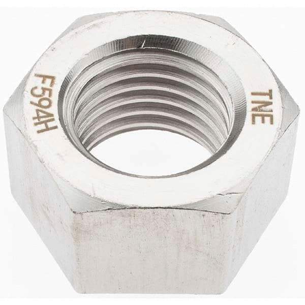 Value Collection - 1-1/4 - 7 UNC Stainless Steel Right Hand Hex Nut - 1-7/8" Across Flats, 1-1/16" High, Uncoated - Eagle Tool & Supply