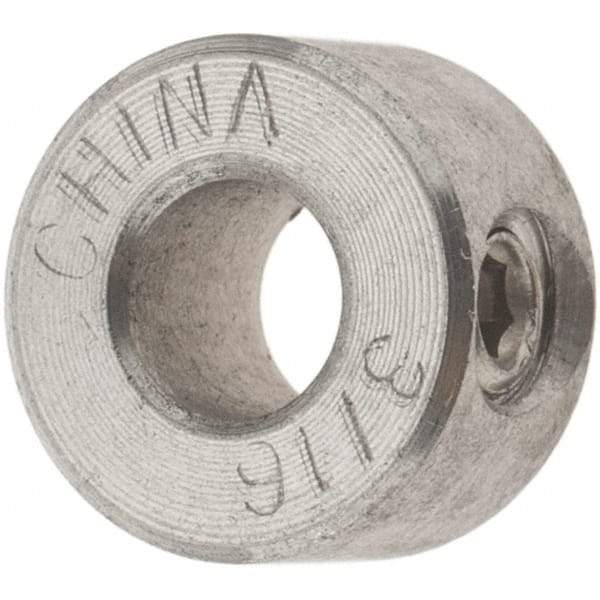 Value Collection - 3/16" Bore, Stainless Steel, Set Screw Shaft Collar - 7/16" Outside Diam, 1/4" Wide - Eagle Tool & Supply