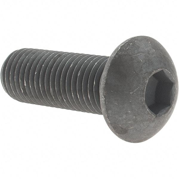 Value Collection - M16x2.00 Metric Coarse Hex Socket Drive, Button Screw - Grade 12.9 Alloy Steel, Black Oxide Finish, Fully Threaded, 45mm Length Under Head - Eagle Tool & Supply