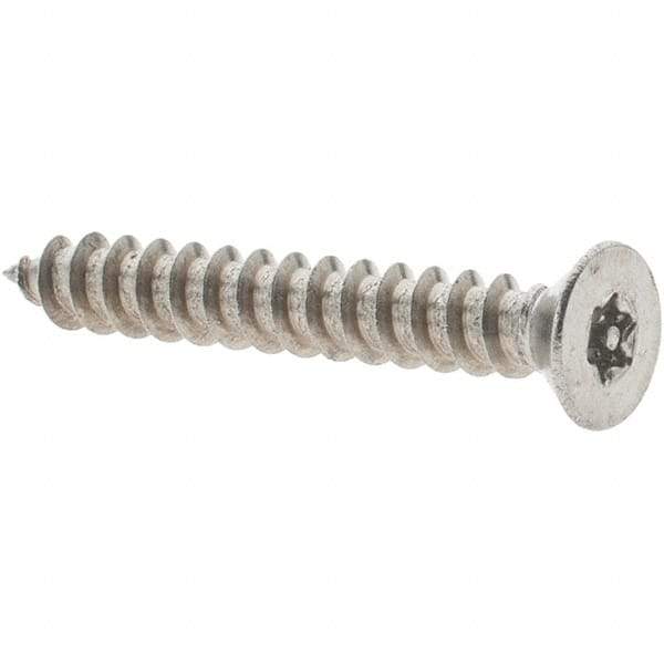 Value Collection - #18 Flat Head Pin In Torx Sheet Metal Screw - Stainless Steel, 1" OAL, Grade 18-8, T10 Drive - Eagle Tool & Supply