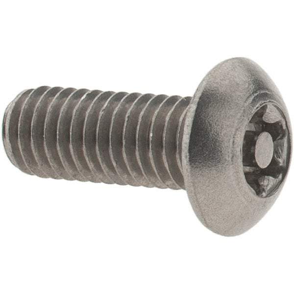 Value Collection - #10-32 UNF Pin In Torx Drive, Button Screw - Grade 18-8 Stainless Steel, Uncoated, 1/2" Length Under Head - Eagle Tool & Supply