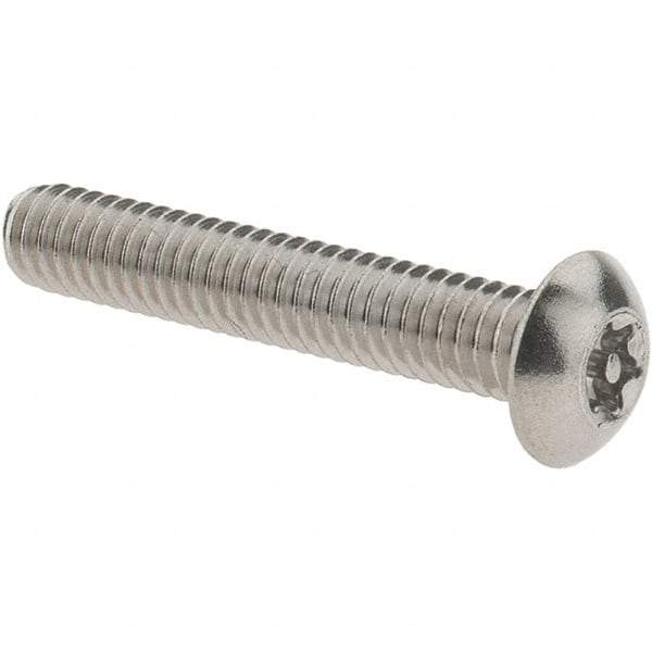 Value Collection - #8-32 UNC Pin In Torx Drive, Button Screw - Grade 18-8 Stainless Steel, Uncoated, 1" Length Under Head - Eagle Tool & Supply