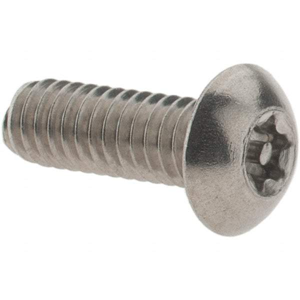 Value Collection - #8-32 UNC Pin In Torx Drive, Button Screw - Grade 18-8 Stainless Steel, Uncoated, 1/2" Length Under Head - Eagle Tool & Supply