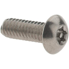 Value Collection - #8-32 UNC Pin In Torx Drive, Button Screw - Grade 18-8 Stainless Steel, Uncoated, 1/2" Length Under Head - Eagle Tool & Supply