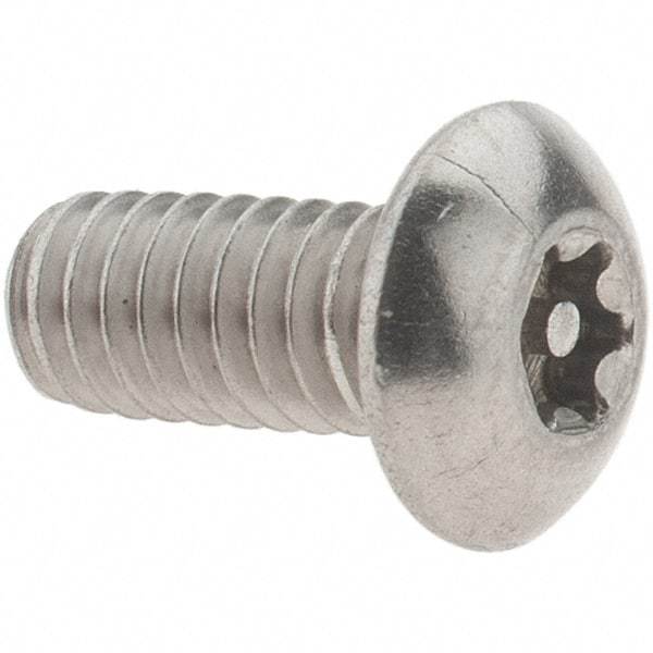 Value Collection - #8-32 UNC Pin In Torx Drive, Button Screw - Grade 18-8 Stainless Steel, Uncoated, 3/8" Length Under Head - Eagle Tool & Supply