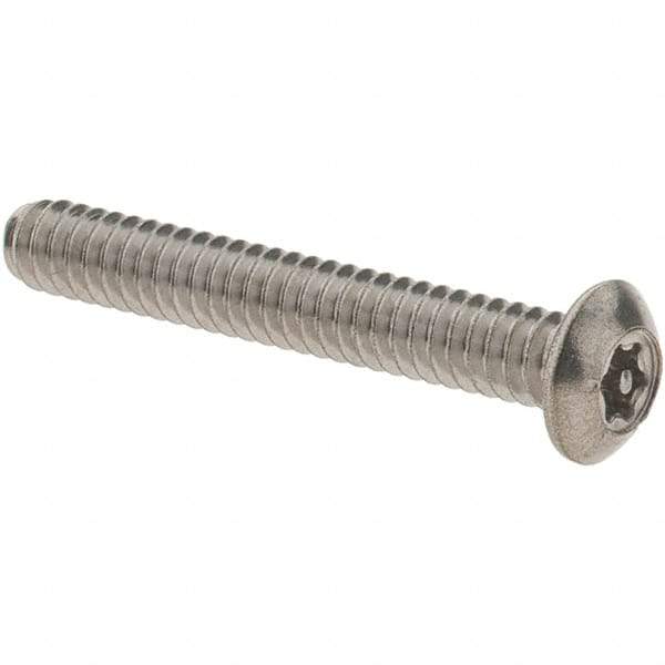 Value Collection - #6-32 UNC Pin In Torx Drive, Button Screw - Grade 18-8 Stainless Steel, Uncoated, 1" Length Under Head - Eagle Tool & Supply