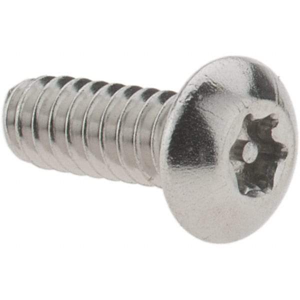 Value Collection - #6-32 UNC Pin In Torx Drive, Button Screw - Grade 18-8 Stainless Steel, Uncoated, 3/8" Length Under Head - Eagle Tool & Supply