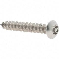 Value Collection - #10 Button Head Torx Sheet Metal Screw - Stainless Steel, 1-1/4" Length Under Head, Grade 18-8, T25 Drive - Eagle Tool & Supply