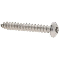 Value Collection - #6 Button Head Pin In Torx Sheet Metal Screw - Stainless Steel, 1" Length Under Head, Grade 18-8, T10 Drive - Eagle Tool & Supply