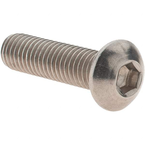 Value Collection - M8x1.25 Metric Coarse Hex Socket Drive, Button Screw - Grade 18-8 Stainless Steel, Partially Threaded, 30mm Length Under Head - Eagle Tool & Supply