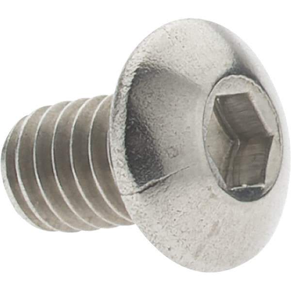 Value Collection - M4x0.70 Metric Coarse Hex Socket Drive, Button Screw - Grade 18-8 & Austenitic A2 Stainless Steel, Uncoated, Fully Threaded, 6mm Length Under Head - Eagle Tool & Supply