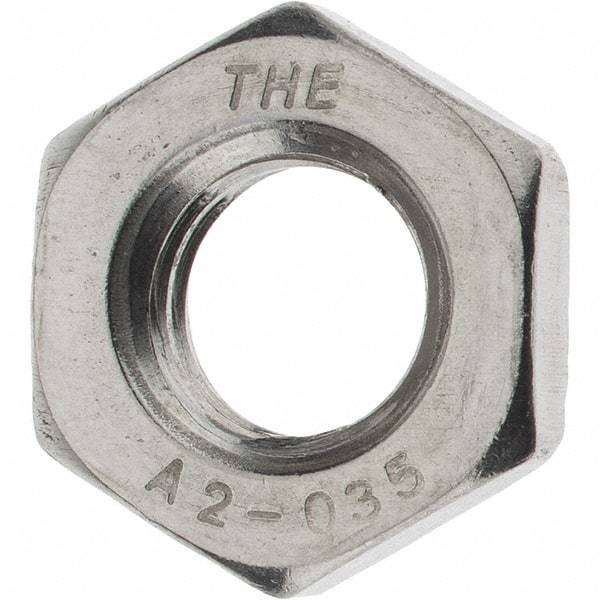 Value Collection - M10x1.50 Metric Coarse Stainless Steel Right Hand Hex Jam Nut - 17mm Across Flats, 5mm High, Zinc Clear Finish - Eagle Tool & Supply