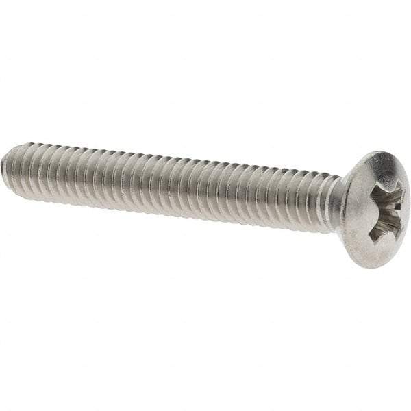 Value Collection - #8-32 UNC, 1-1/4" Length Under Head Phillips Drive Machine Screw - Oval Head, Grade 316 Stainless Steel, Uncoated, Without Washer - Eagle Tool & Supply