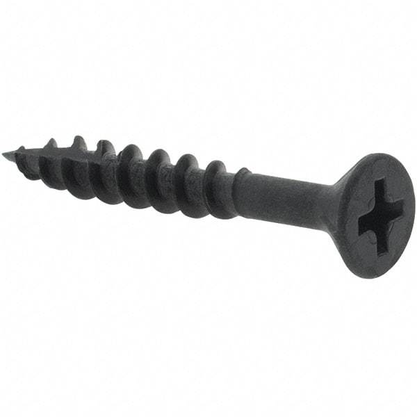 Buildex - #8, 1-1/4" OAL, Phillips Drive Flat Head, Steel Drywall Screws - Black Oxide Finish, Grade 2 - Eagle Tool & Supply