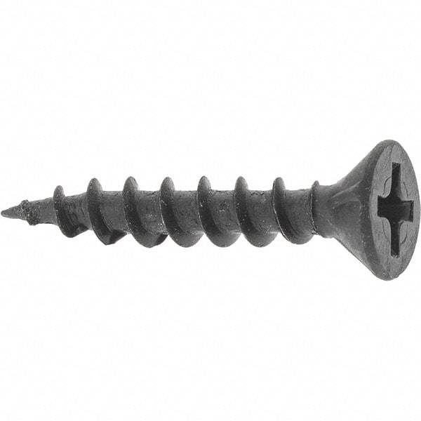 Buildex - #8, 1" OAL, Phillips Drive Flat Head, Steel Drywall Screws - Black Oxide Finish, Grade 2 - Eagle Tool & Supply
